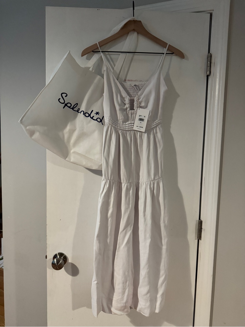 Splendid White Maxi Dress with Spaghetti Straps- “Darcy” current season